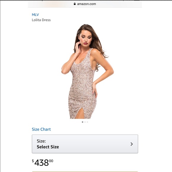 S- MLV LOLITA COTTON CANDY SEQUINS W/SLIT DRESS - Picture 4 of 9